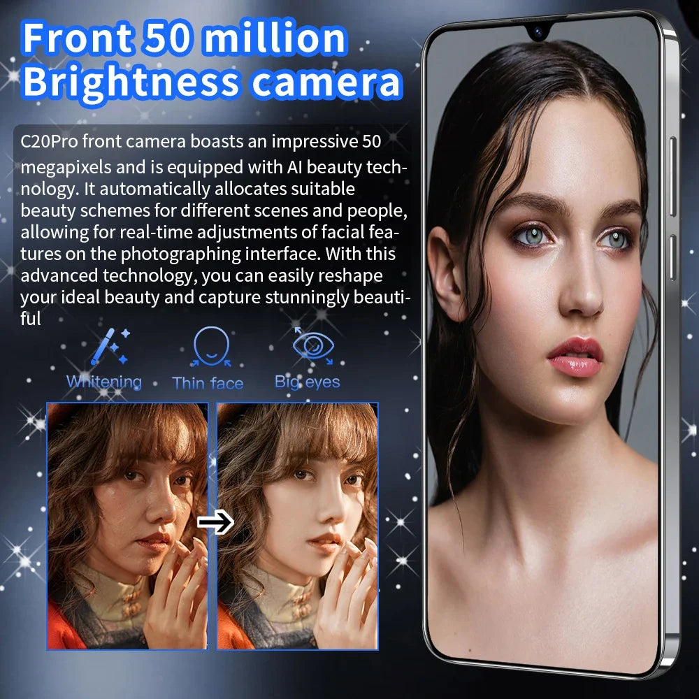 Pro 5G Smartphone  6.8 Inch Display Face Unlock 16GB+1TB 8000mAh 50+108MP