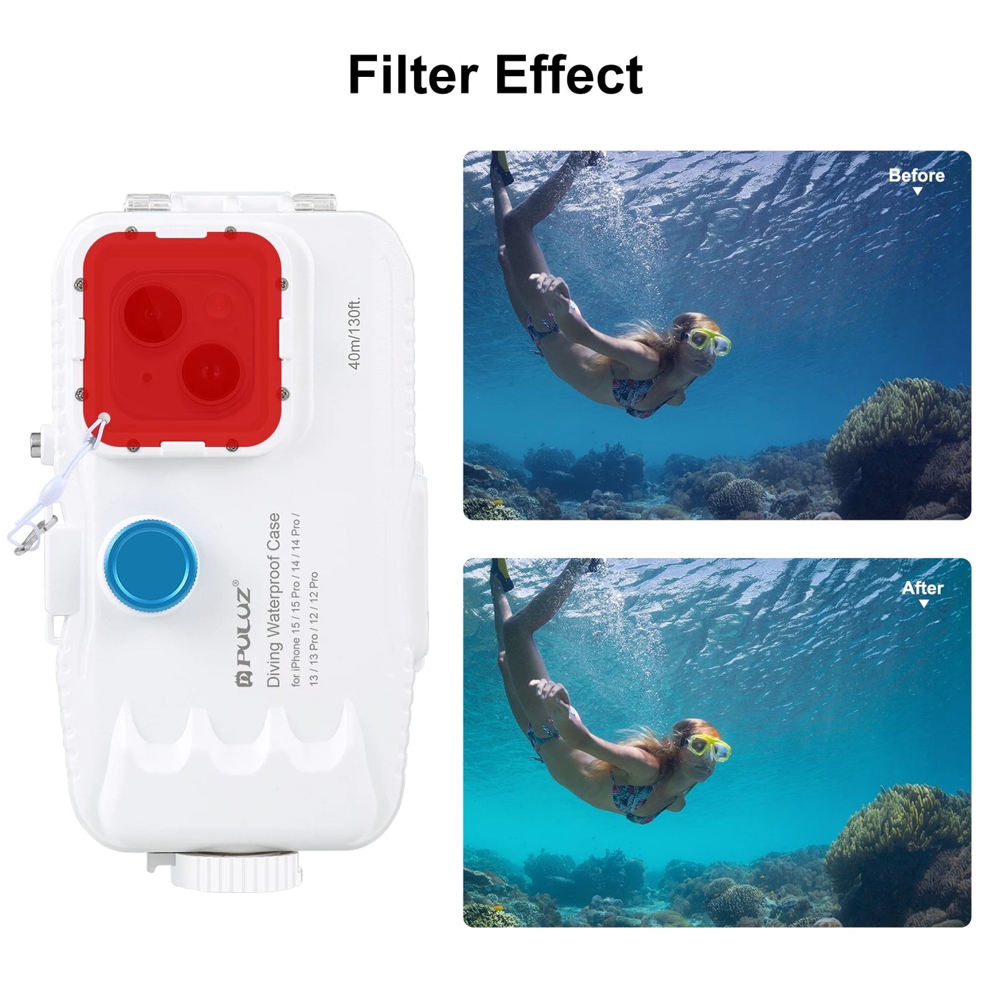Waterproof Diving Case for iPhone 15 14 13 12 Pro Max Plus