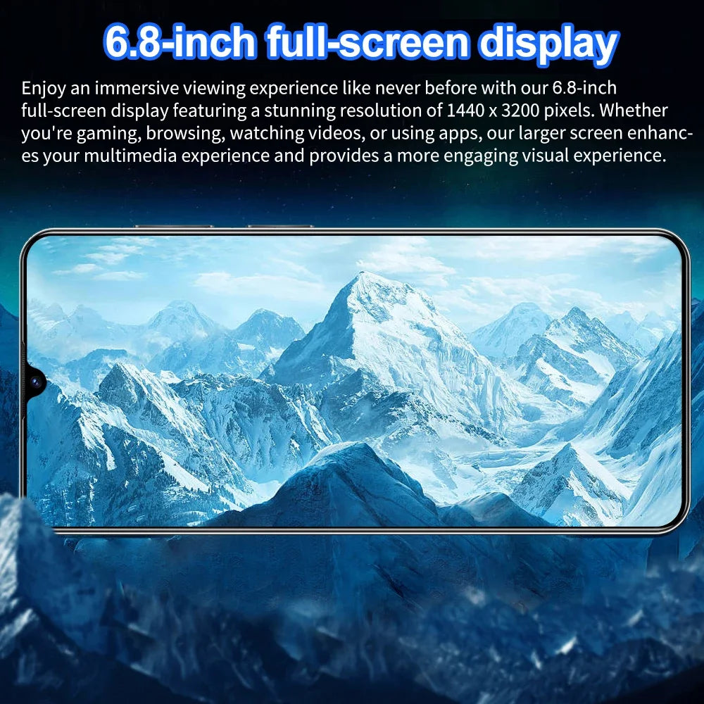 Pro 5G Smartphone  6.8 Inch Display Face Unlock 16GB+1TB 8000mAh 50+108MP