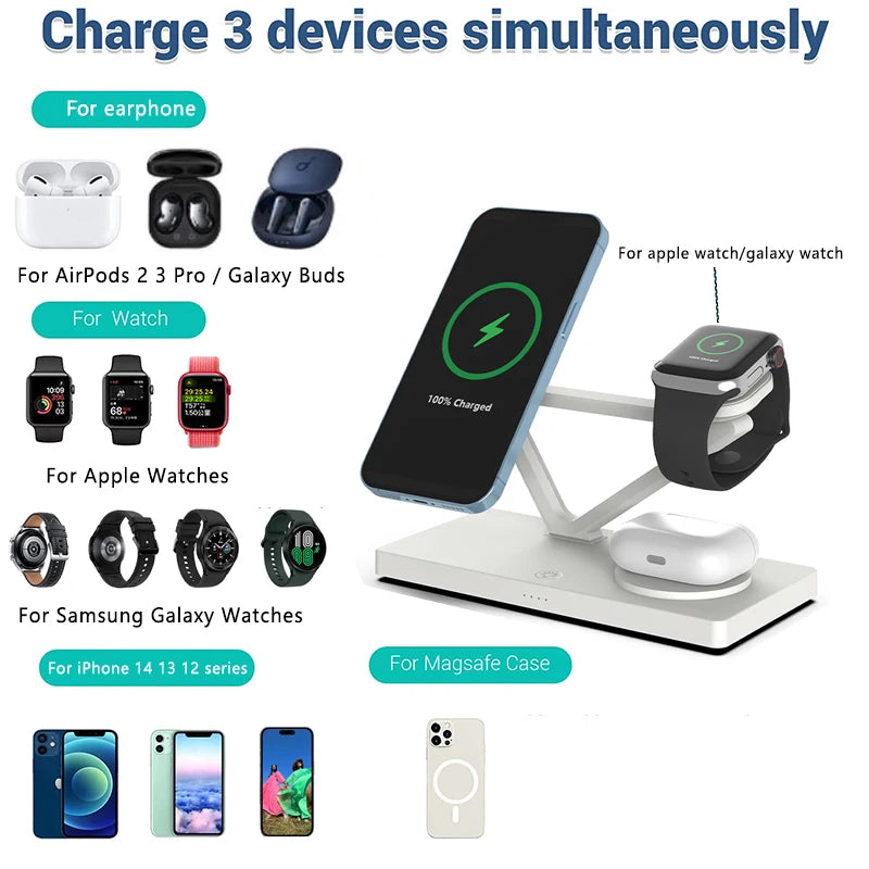 3 in 1 Macsafe Wireless Charger For iPhone