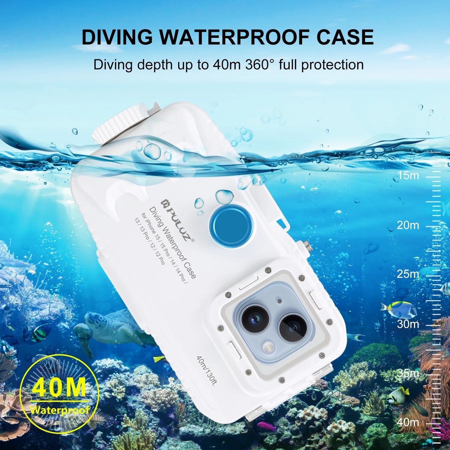 Waterproof Diving Case for iPhone 15 14 13 12 Pro Max Plus
